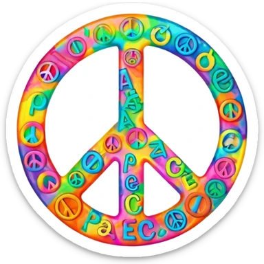 Brightly colored Psychedelic word “Peace” sticker