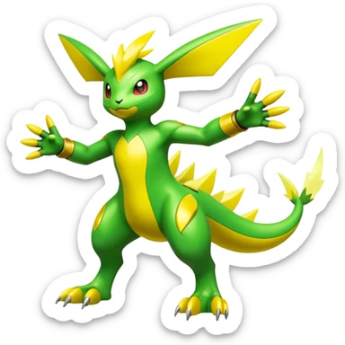  Electrike with green and yellow body and markings, electric type Pokémon (full body) sticker