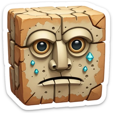 A sentient sandstone colossus with hollow chambers inside its body where rare geometric crystals grow, able to reshape its limbs and filter the desert winds through its porous form to extract moisture. body only, without background. sticker