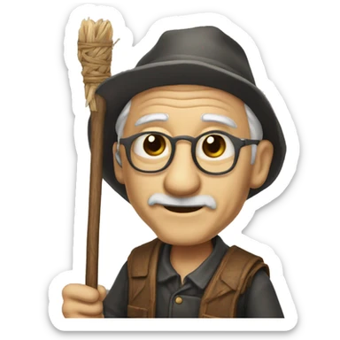 anciano con baston con joroba sticker