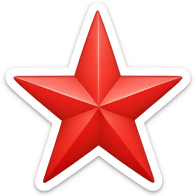 I want a all red star with 5 points no curves either a blank color red star sticker