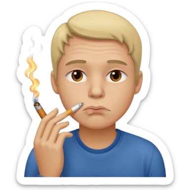 Tired emoji face smoking cigarette sticker