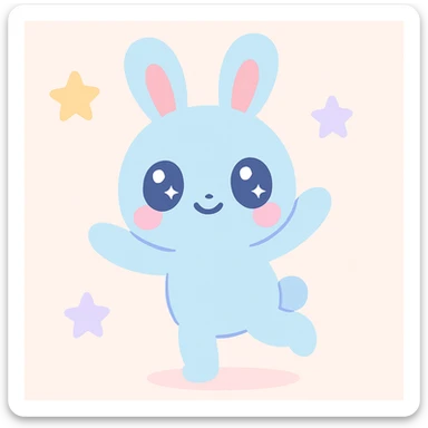 a dancing animal in a cute kawaii style, with big eyes and a joyful pose sticker