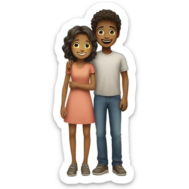 An emoji of a brother and sister standing side by side, smiling warmly to represent their close sibling bond sticker
