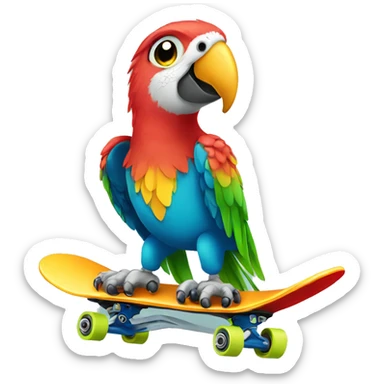 Parrot with skateboard  sticker