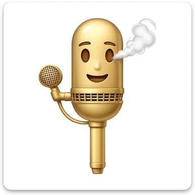 emoji de microfone vintage dourado com laço de smoking, referência a cantor clássico, luxo e elegância sticker