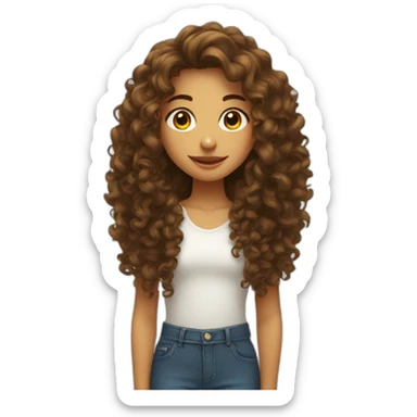 Fille au cheveux bouclés long sticker