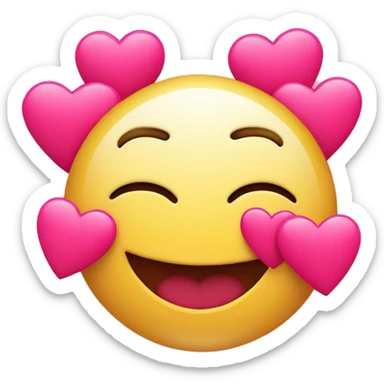 The blushing smiley with three hearts around it but the hearts are pink sticker