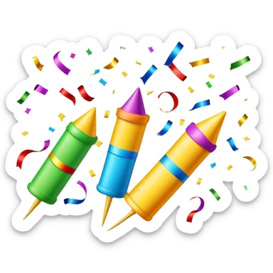 Colorful celebration with confetti and party poppers sticker