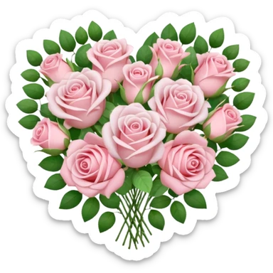 pastel roses in a heart shaped bouquet sticker