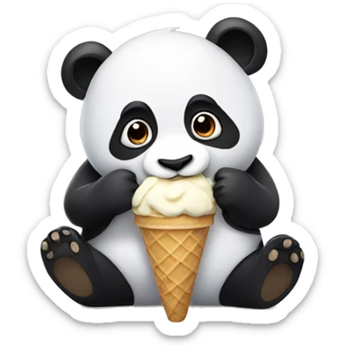Panda eating ice cream sticker