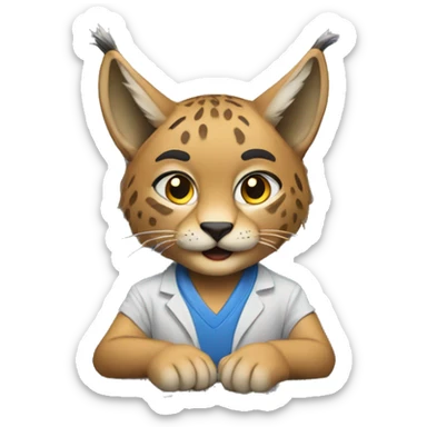 A lynx with a laptop sticker