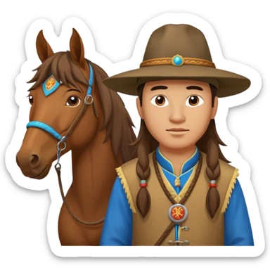 Cheval mongol avec chapeau sticker