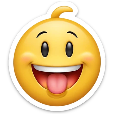 smiley face with wide, off-center eyes, tongue-out, goofy and playful, clumsy vibe sticker