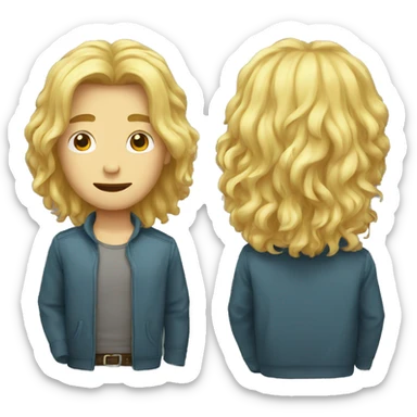 blond guy with middle long hair emoji concept sticker