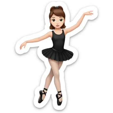 menina cabelos castanhos vestida de roupas de jazz e sapatilhas pretas sticker