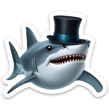 Shark with a top hat sticker