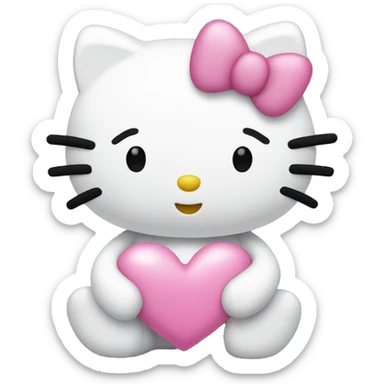 Hello kitty with a pink heart sticker