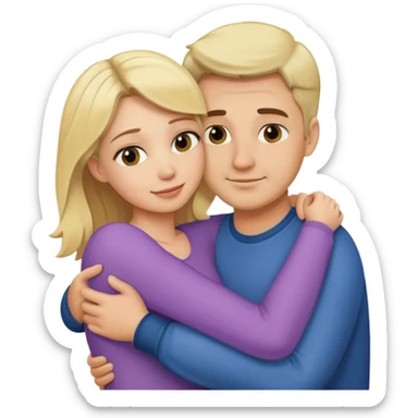 Blonde woman hugging her husband  sticker