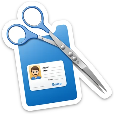 Scissors cutting ID card in half sticker