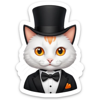 Um gato com gravata borboleta e usando uma Cartola sticker