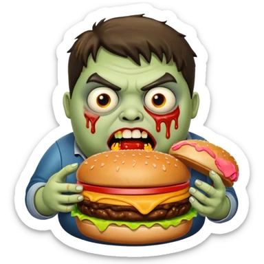 Fat zombie eating burger sticker