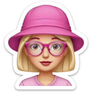 sunburnt lady wearing a pink hat and glasses sticker