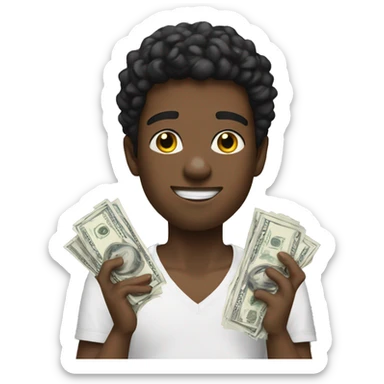 Young black guy with amiri shirt holding a lot of cash  sticker