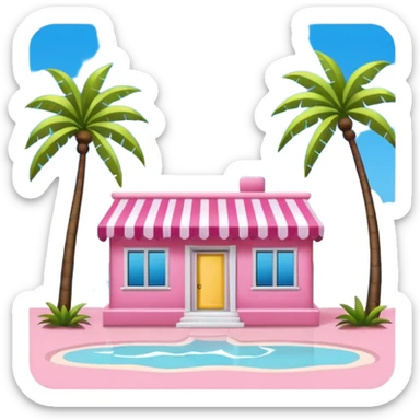 Moschino style pink SPAM Miami beach painting landscape sticker