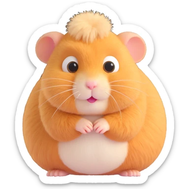 fluffy gerbil, soft fur, cute, round, expressive eyes sticker
