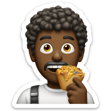 man eating junk food sticker