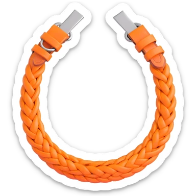 horseshoe, 3D, orange leather, braided edge, elegant, no text sticker