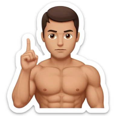 Middle finger muscular brunette man sticker