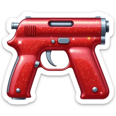 red glitter gun sticker
