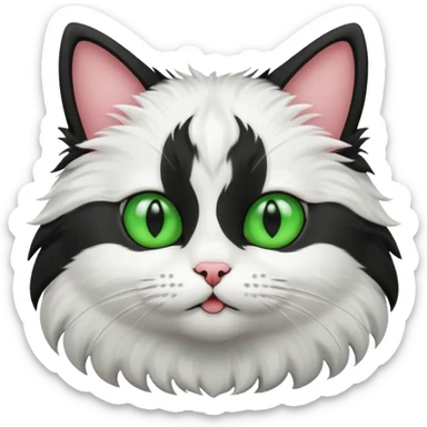 A bicolor cat emoji sticker