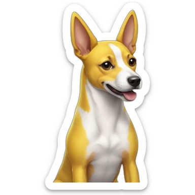 Tricolor Basenji wearing a pikachu suit sticker