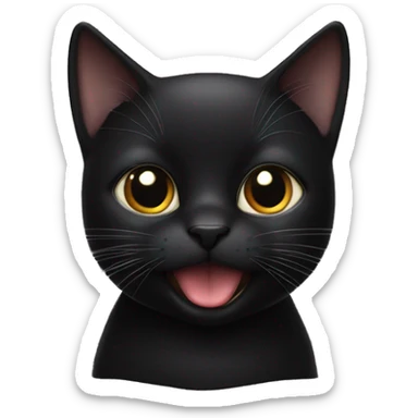 A silly black cat with his tongue barely sticking out￼ sticker