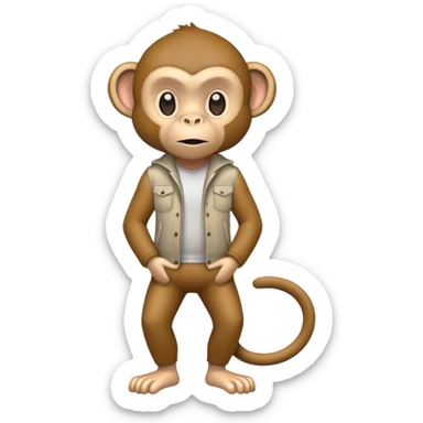 monkey wearing casual clothes upright pose sticker
