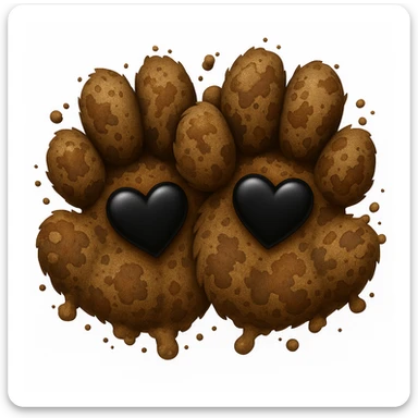 Make the two black puppy paws look muddy, keep the black heart around them and original style (original style slug: emoji) sticker