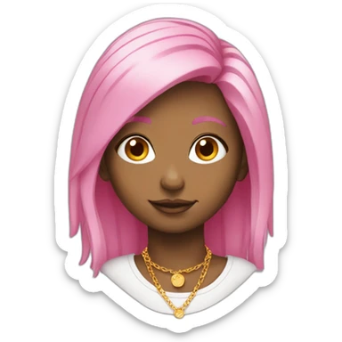 girl with pink hair and round gold classes and necklaces sticker