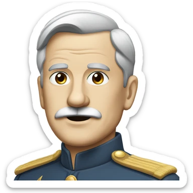 an old military general with grey uniform, white moustache, blue eyes sticker