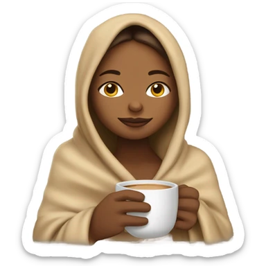 Carmel girl inside a blanket sipping coffee eyes closed sticker