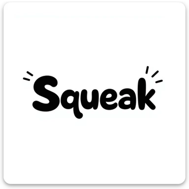 'Squeak' word in a playful hand drawn doodle style with fun and lively lettering sticker
