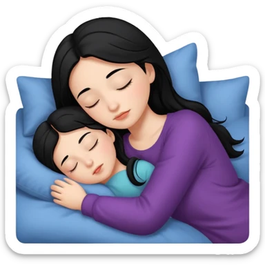 a girl with black hair is sleeping sticker