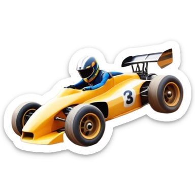 A high-speed racing car or motorcycle zooming down a track, leaving a trail of dust and excitement. The scene conveys energy and adrenaline, with blurred motion showing the speed and precision of motorsport, set against a dynamic racing track backdrop. sticker