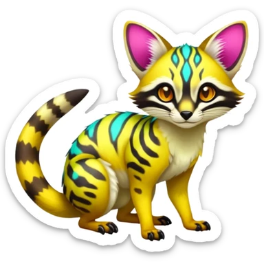Exotic randomly colored colorful light cute lush neon-colored brightly colored Fakémon-Fionbri-Vernid-Genet-creature with markings (full body) sticker