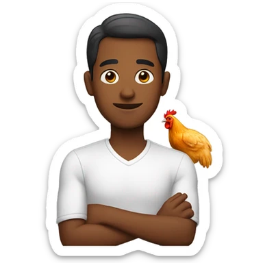 Brown skin man borrowing chicken  sticker