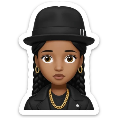 asap rocky pretty bratz with black hat and clothes, black hair sticker
