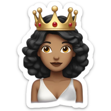 Women whit black hair and crown sticker