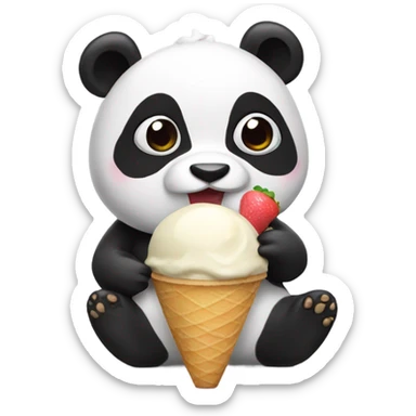 Panda eating ice cream sticker